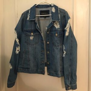 Forever 21 plus distressed jean jacket 2X